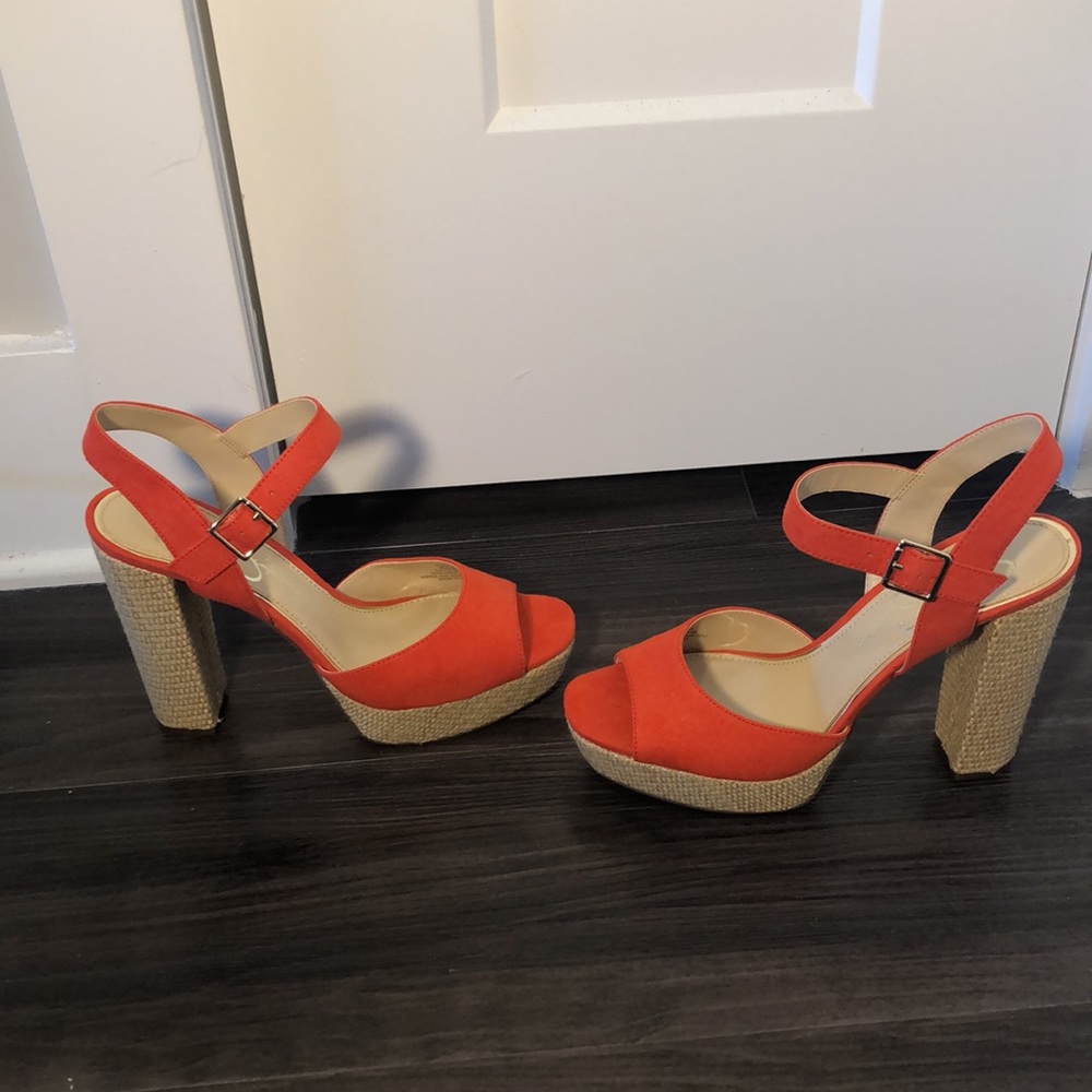 NBW Jessica Simpson Priella Tangerine and Natural Platform Sandal - Picture 4 of 11